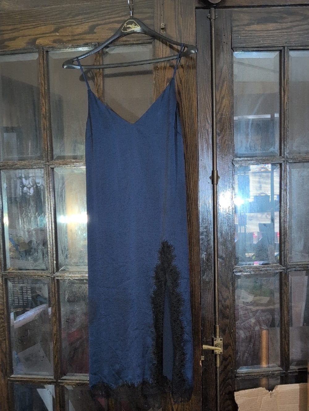 Aritzia Wilfred Navy Slip Dress with Lace Trim